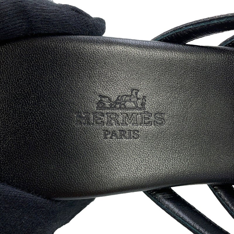 エルメス サンダル ノーリア レザー レディースサイズ37 HERMES 靴 黒