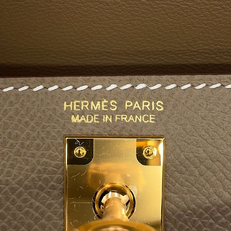 エルメス ハンドバッグ ミニケリー2 外縫い エトゥープ/ゴールド金具 エプソン K刻印 HERMES 2wayバッグ