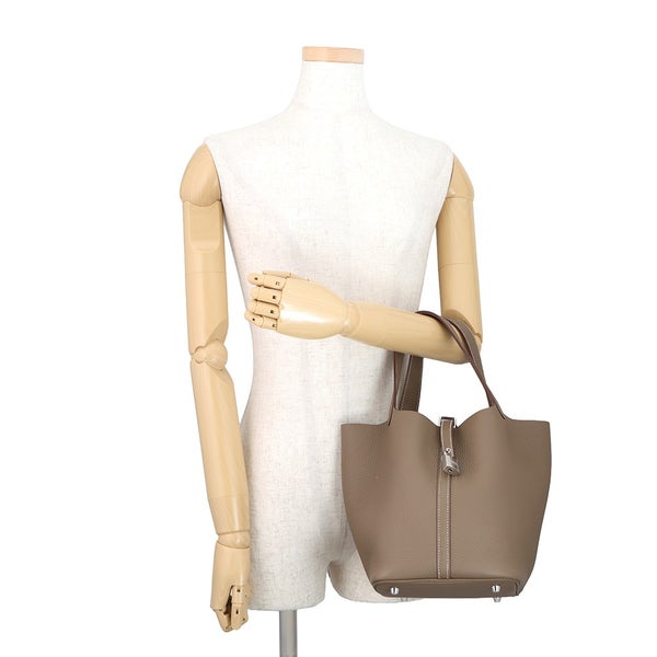 エルメス ハンドバッグ ピコタンロックMM エトゥープ/シルバー金具 トリヨンクレマンス K刻印 HERMES