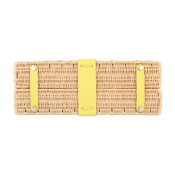 エルメス ハンドバッグ ケリー35 ピクニック ライム/ナチュラル/シルバー金具 スイフト/柳 U刻印 HERMES 2wayバッグ