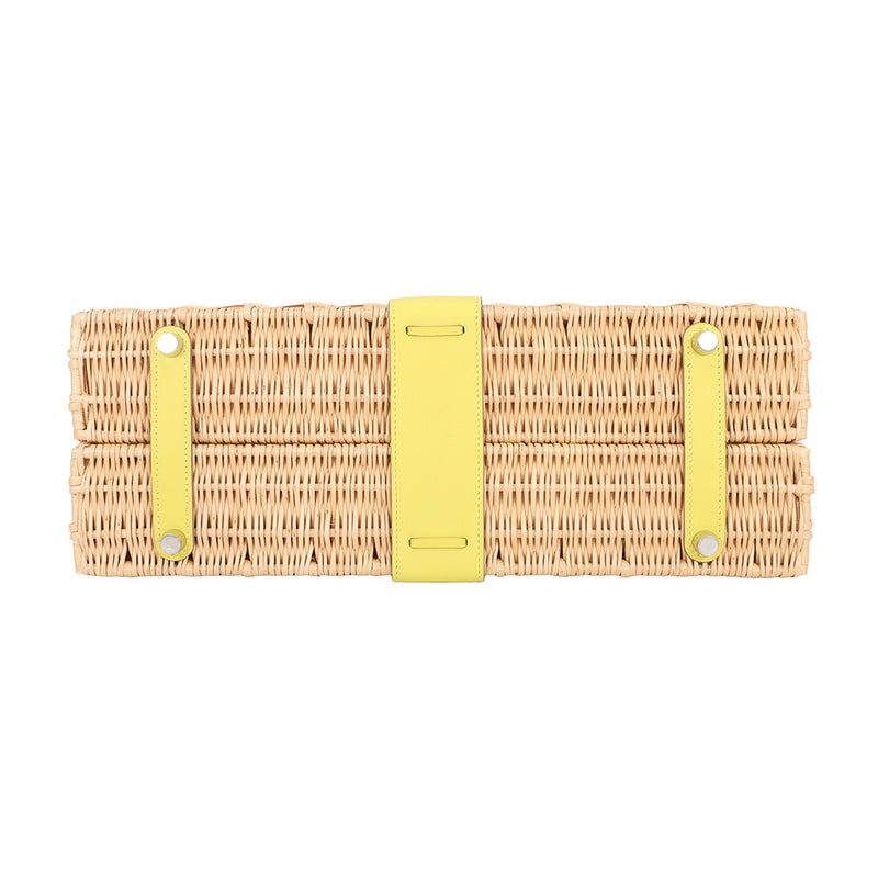 エルメス ハンドバッグ ケリー35 ピクニック ライム/ナチュラル/シルバー金具 スイフト/柳 U刻印 HERMES 2wayバッグ