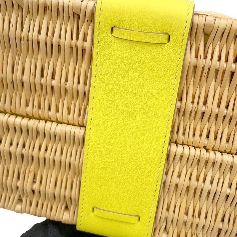 エルメス ハンドバッグ ケリー35 ピクニック ライム/ナチュラル/シルバー金具 スイフト/柳 U刻印 HERMES 2wayバッグ