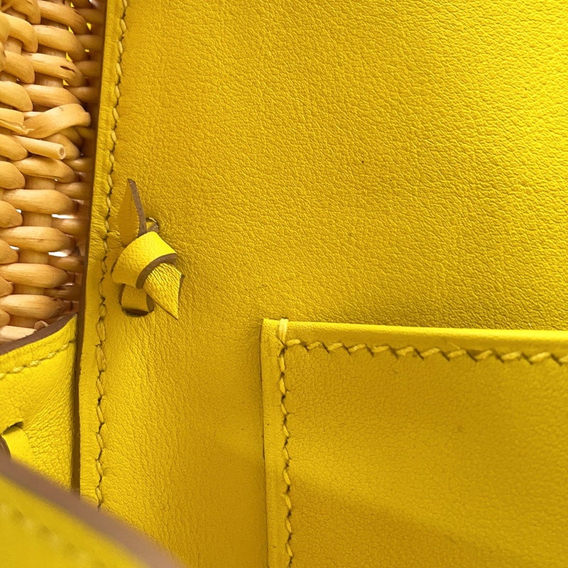 エルメス ハンドバッグ ケリー35 ピクニック ライム/ナチュラル/シルバー金具 スイフト/柳 U刻印 HERMES 2wayバッグ