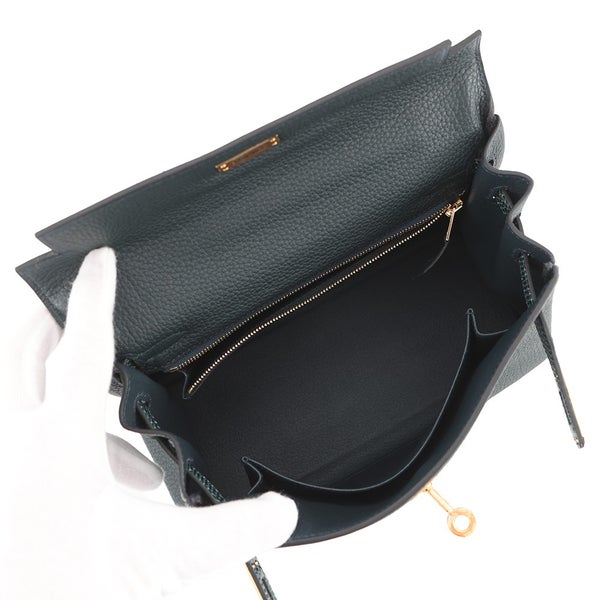 エルメス ハンドバッグ ケリー25 内縫い タッチ ヴェールシプレ/ヴェールルソー/ゴールド金具 トゴ/ リザード G刻印 Kelly 2way