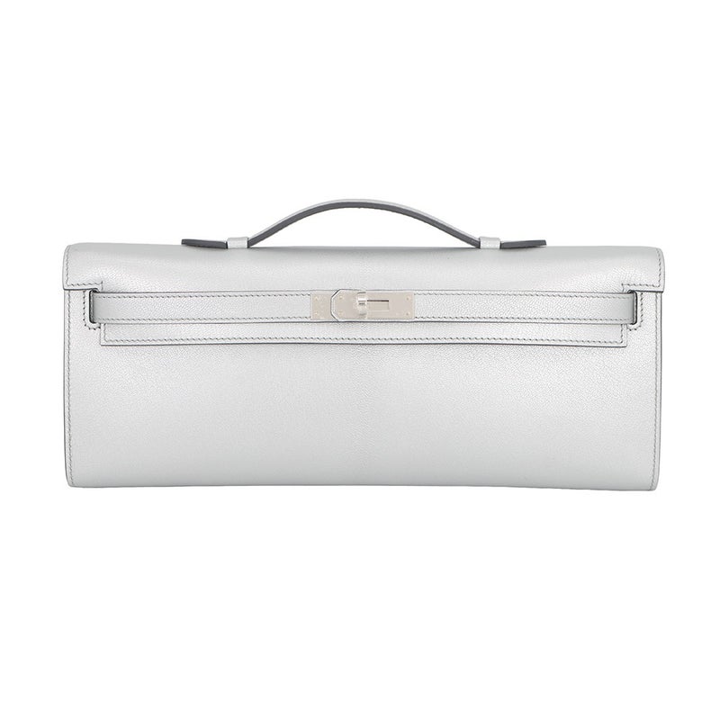 エルメス クラッチバッグ ケリーカット アルジャン/シルバー金具 シェブルシャムキラ K刻印 HERMES Kelly Cut
