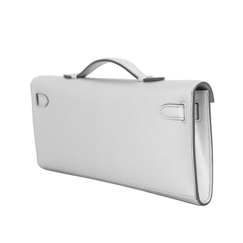 エルメス クラッチバッグ ケリーカット アルジャン/シルバー金具 シェブルシャムキラ K刻印 HERMES Kelly Cut