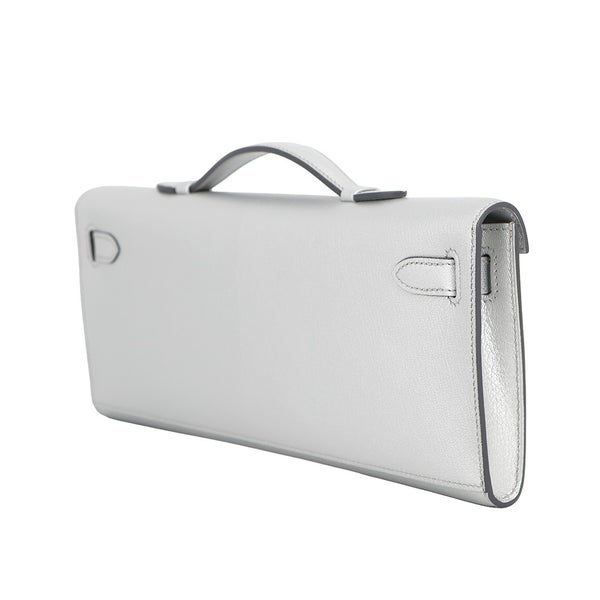 エルメス クラッチバッグ ケリーカット アルジャン/シルバー金具 シェブルシャムキラ K刻印 HERMES Kelly Cut