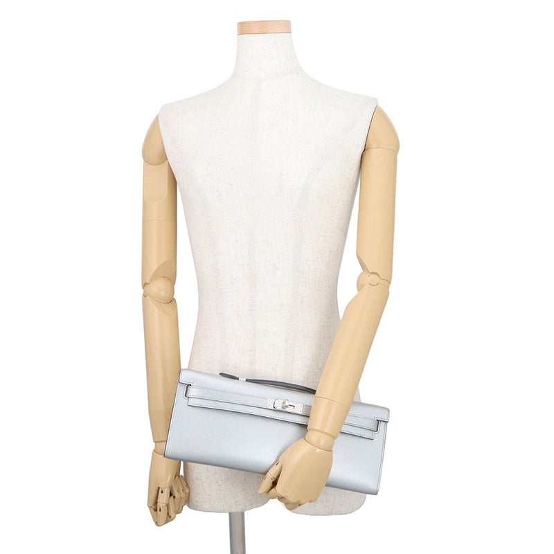 エルメス クラッチバッグ ケリーカット アルジャン/シルバー金具 シェブルシャムキラ K刻印 HERMES Kelly Cut
