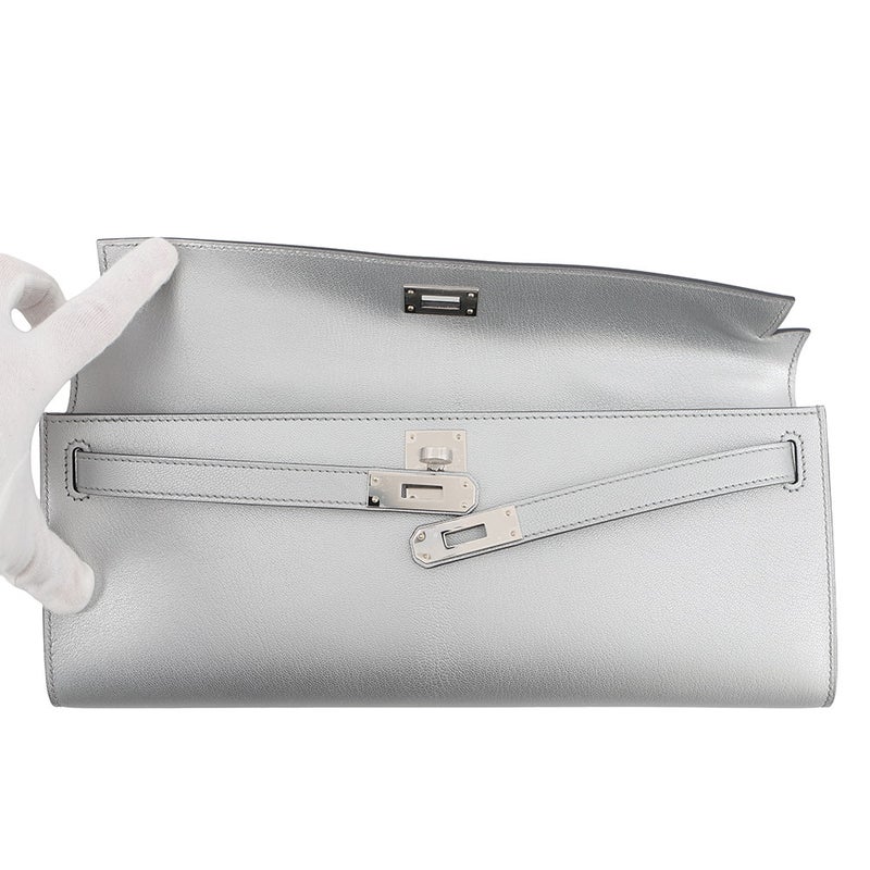 エルメス クラッチバッグ ケリーカット アルジャン/シルバー金具 シェブルシャムキラ K刻印 HERMES Kelly Cut