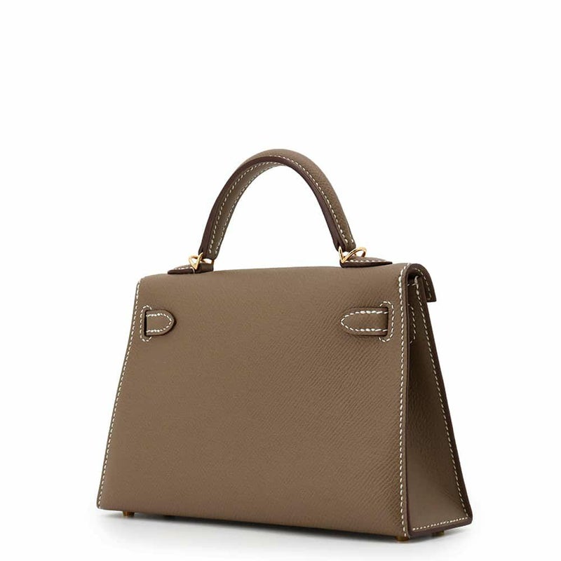 エルメス ハンドバッグ ミニケリードゥ 外縫い エトゥープ/ゴールド金具 エプシン W刻印 2wayショルダー