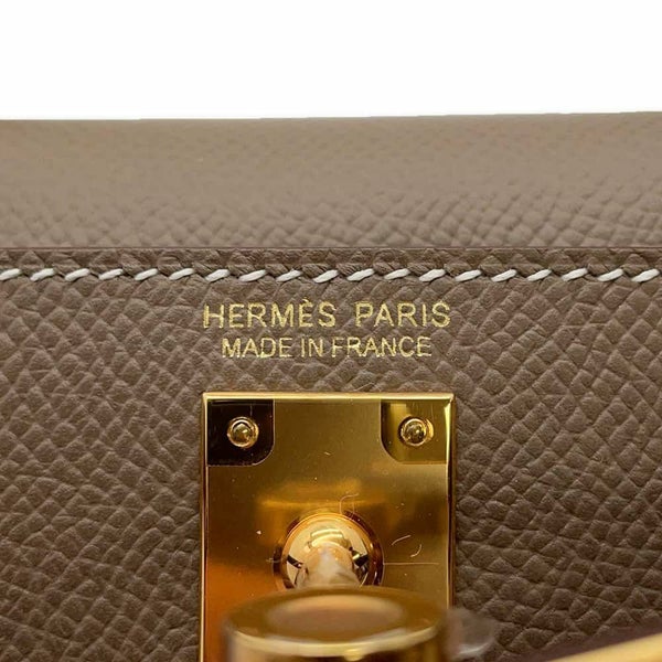 エルメス ハンドバッグ ミニケリードゥ 外縫い エトゥープ/ゴールド金具 エプシン W刻印 2wayショルダー