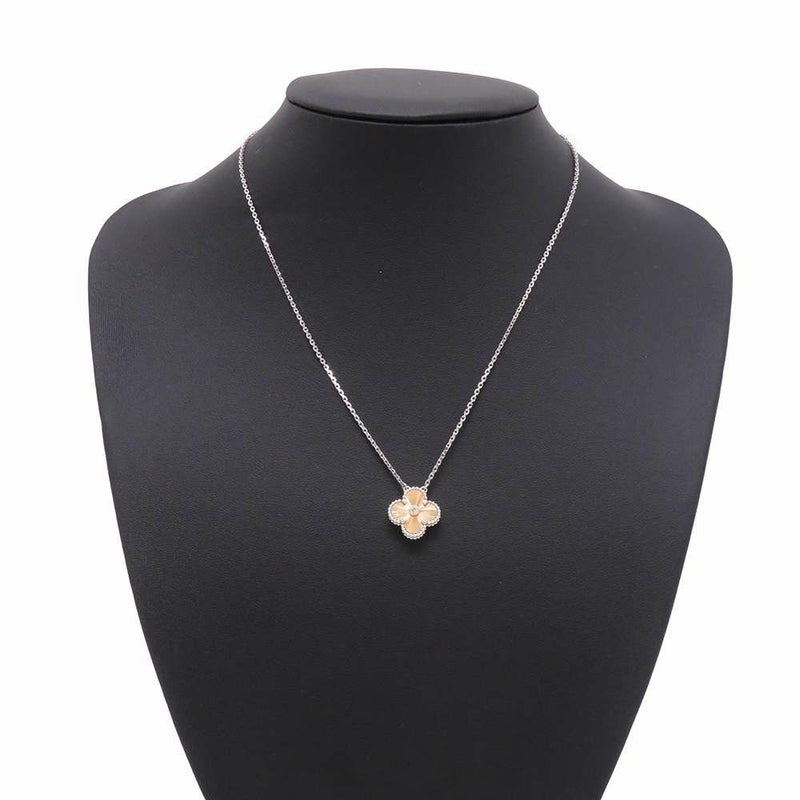 ヴァンクリーフ&アーペル ネックレス ヴィンテージ アルハンブラ ギヨシェ ダイヤ 1P K18WG/K18PG VCARPNTH00 2024年ホリデー限定