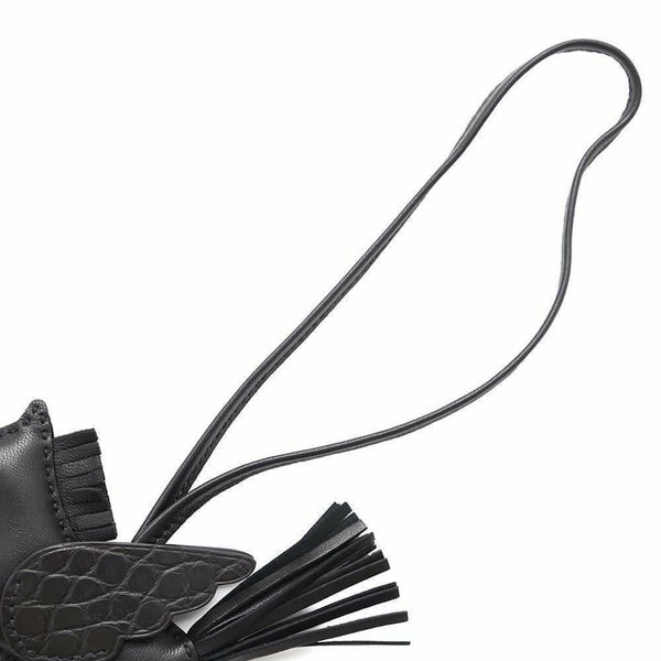 エルメス バッグチャーム ロデオPM ペガサス タッチ ブラック ラムスキン/アリゲーターマット U刻印 HERMES 黒 ソーブラック