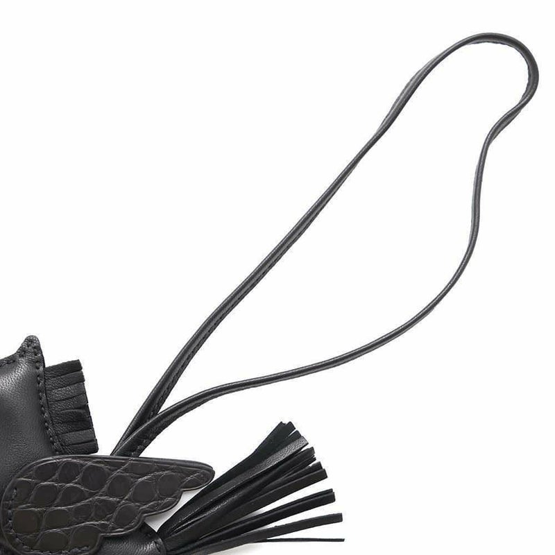 エルメス バッグチャーム ロデオPM ペガサス タッチ ブラック ラムスキン/アリゲーターマット U刻印 HERMES 黒 ソーブラック