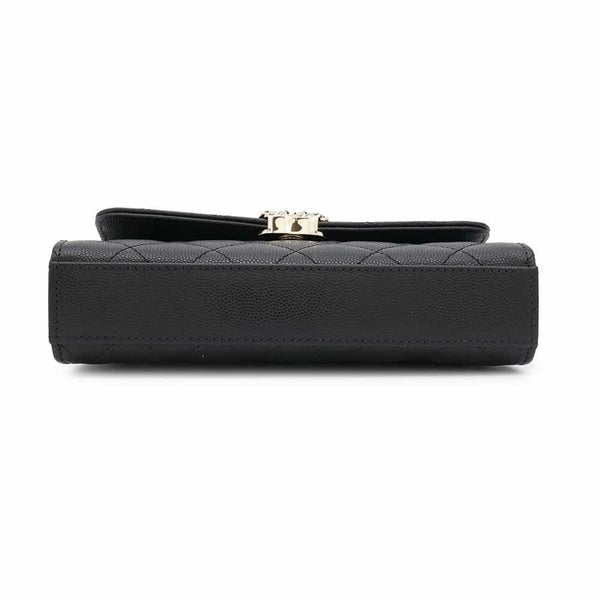 シャネル チェーンショルダーバッグ トップハンドル フォンケース マトラッセ ココマーク キャビアスキン AP3238 CHANEL 黒