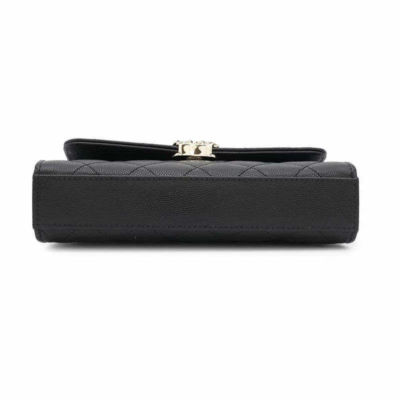 シャネル チェーンショルダーバッグ トップハンドル フォンケース マトラッセ ココマーク キャビアスキン AP3238 CHANEL 黒