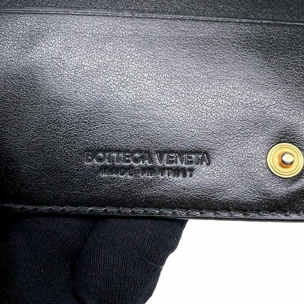 ボッテガヴェネタ 長財布 イントレチャート レザー BOTTEGA VENETA 財布 黒
