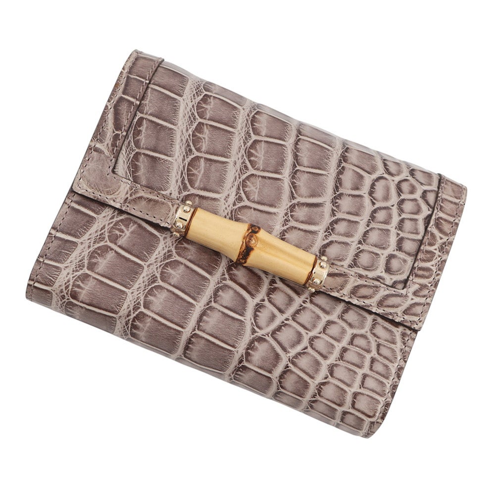 グッチ 三つ折り財布 バンブー マットクロコダイル 257017 GUCCI