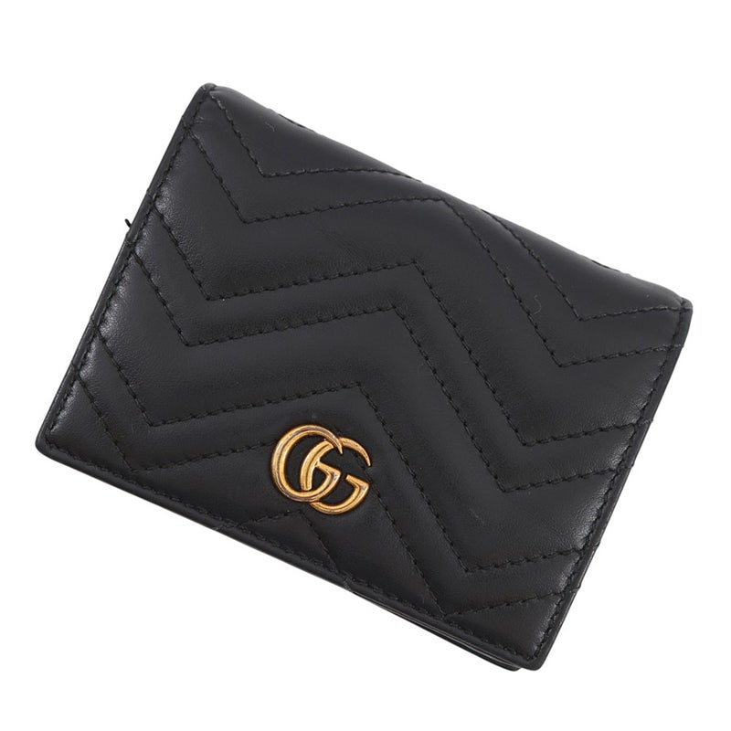 グッチ 二つ折り財布 GGマーモント コンパクトウォレット レザー 466492 GUCCI ダブルG 黒