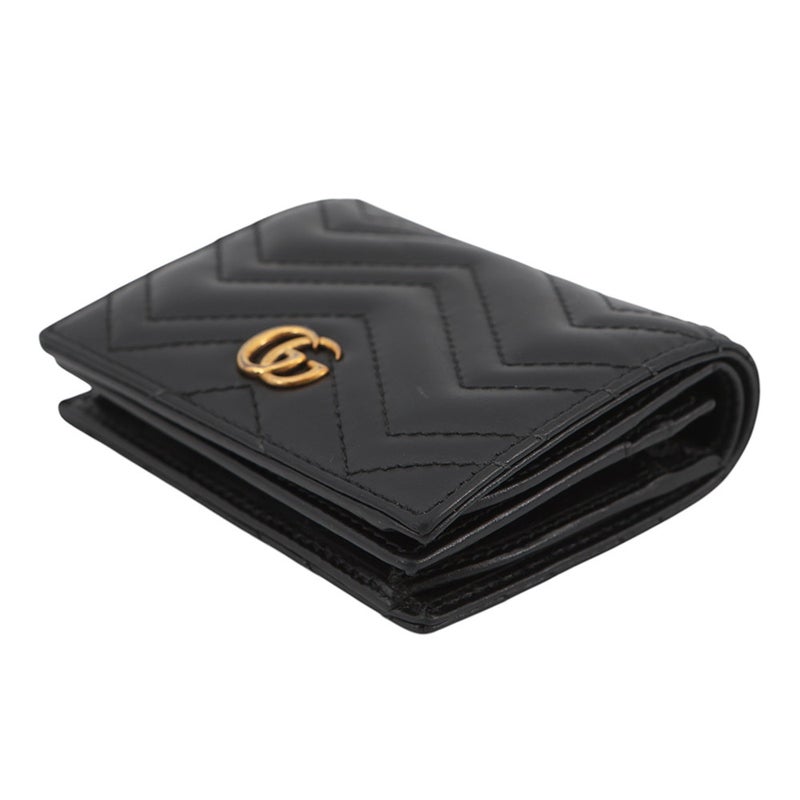 グッチ 二つ折り財布 GGマーモント コンパクトウォレット レザー 466492 GUCCI ダブルG 黒