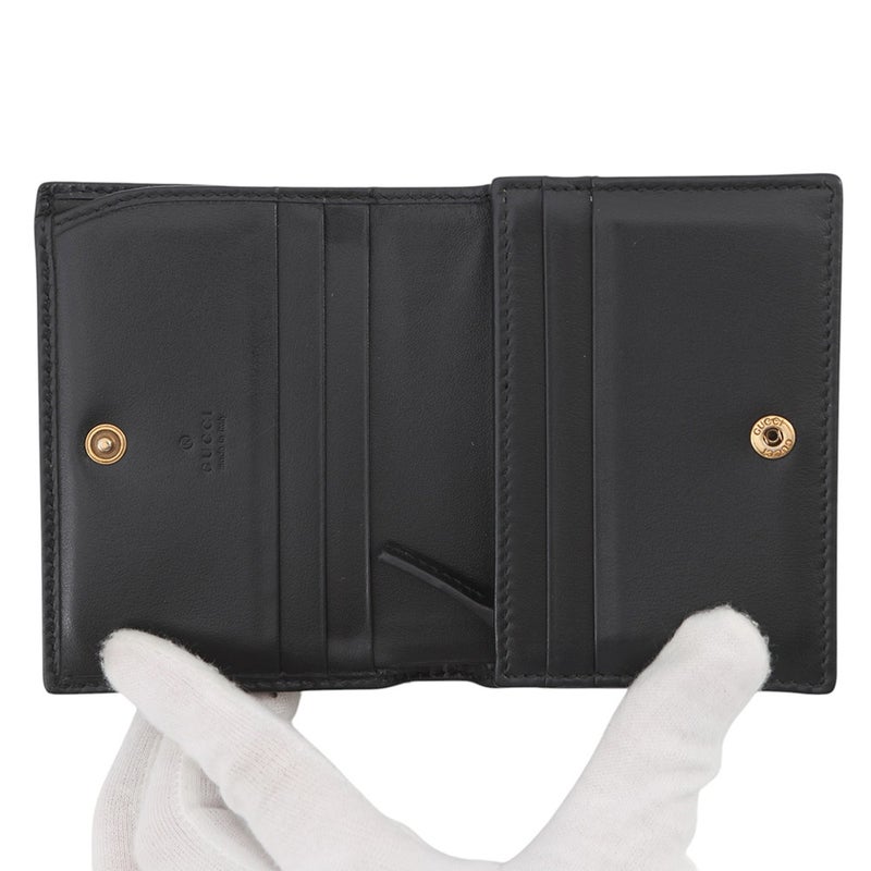 グッチ 二つ折り財布 GGマーモント コンパクトウォレット レザー 466492 GUCCI ダブルG 黒