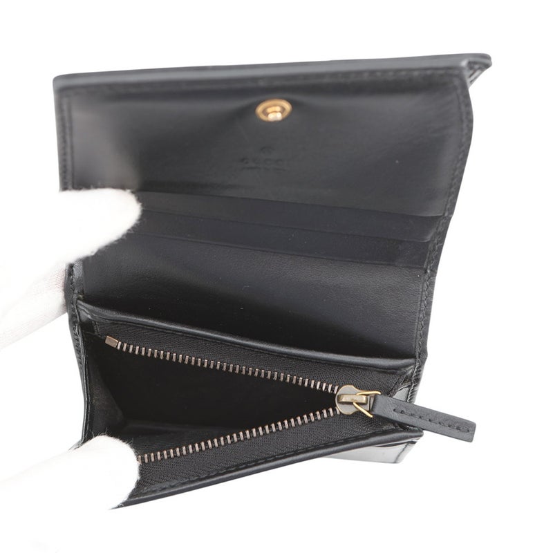 グッチ 二つ折り財布 GGマーモント コンパクトウォレット レザー 466492 GUCCI ダブルG 黒