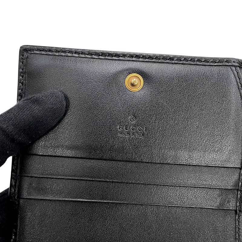 グッチ 二つ折り財布 GGマーモント コンパクトウォレット レザー 466492 GUCCI ダブルG 黒
