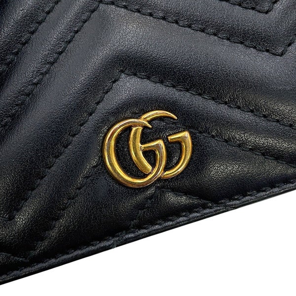 グッチ 二つ折り財布 GGマーモント コンパクトウォレット レザー 466492 GUCCI ダブルG 黒