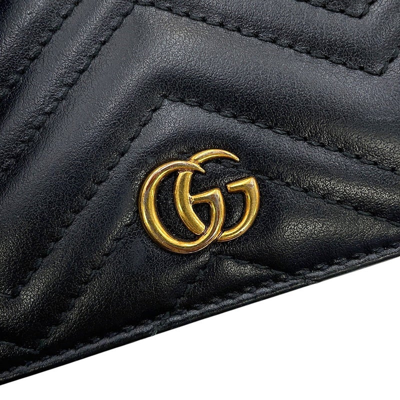 グッチ 二つ折り財布 GGマーモント コンパクトウォレット レザー 466492 GUCCI ダブルG 黒