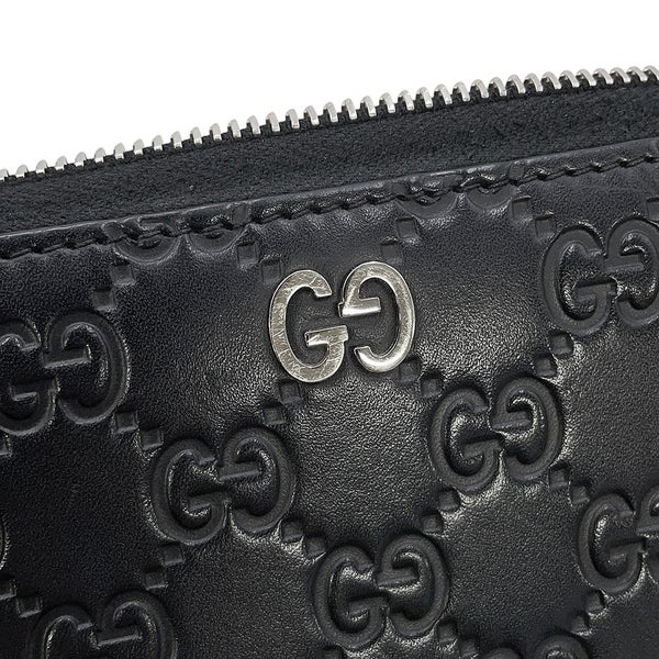 グッチ 長財布 グッチシマ ラウンドファスナー レザー 473928 GUCCI 黒