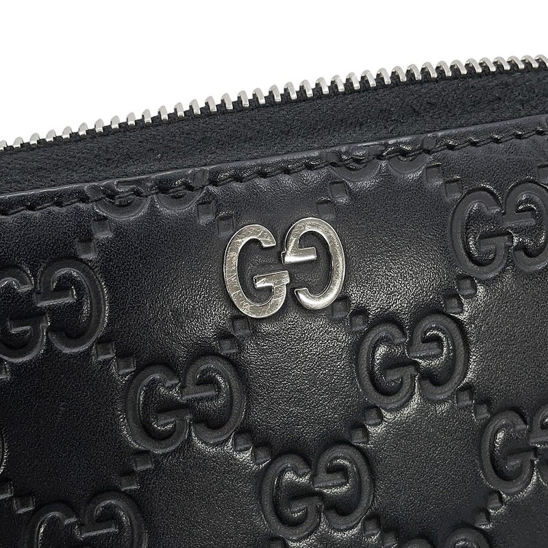 グッチ 長財布 グッチシマ ラウンドファスナー レザー 473928 GUCCI 黒