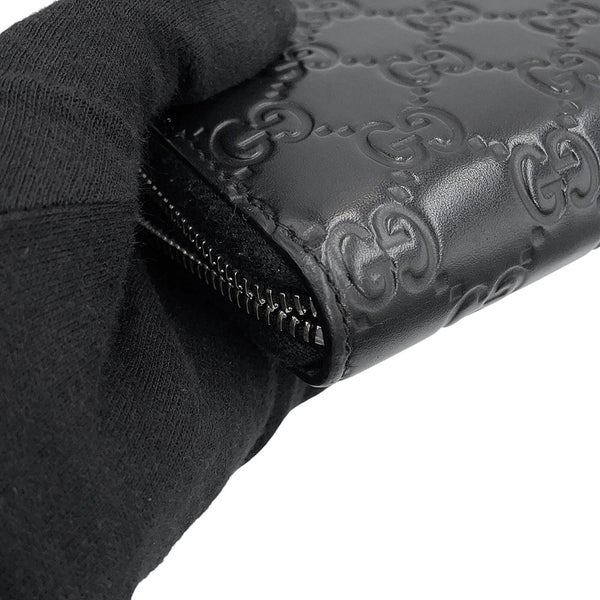 グッチ 長財布 グッチシマ ラウンドファスナー レザー 473928 GUCCI 黒
