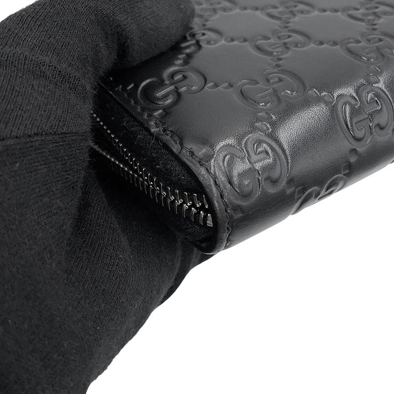 グッチ 長財布 グッチシマ ラウンドファスナー レザー 473928 GUCCI 黒