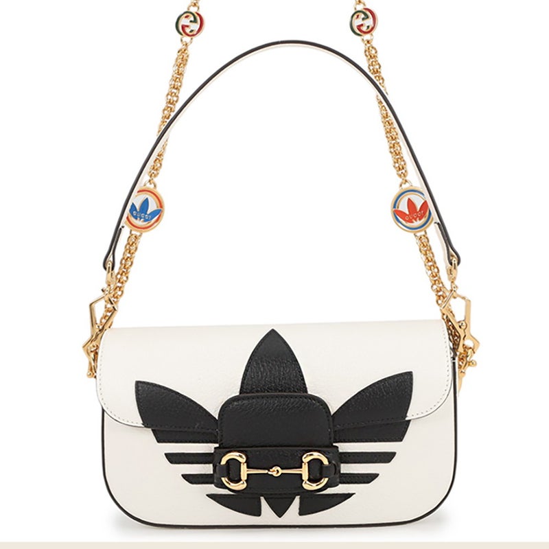 グッチ チェーンショルダーバッグ アディダスコラボ ホースビット1955 スモール 722009 GUCCI adidas 2way 白 黒