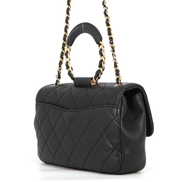 シャネル チェーンショルダーバッグ マトラッセ ココマーク トップハンドル ラムスキン AS1358 CHANEL 黒