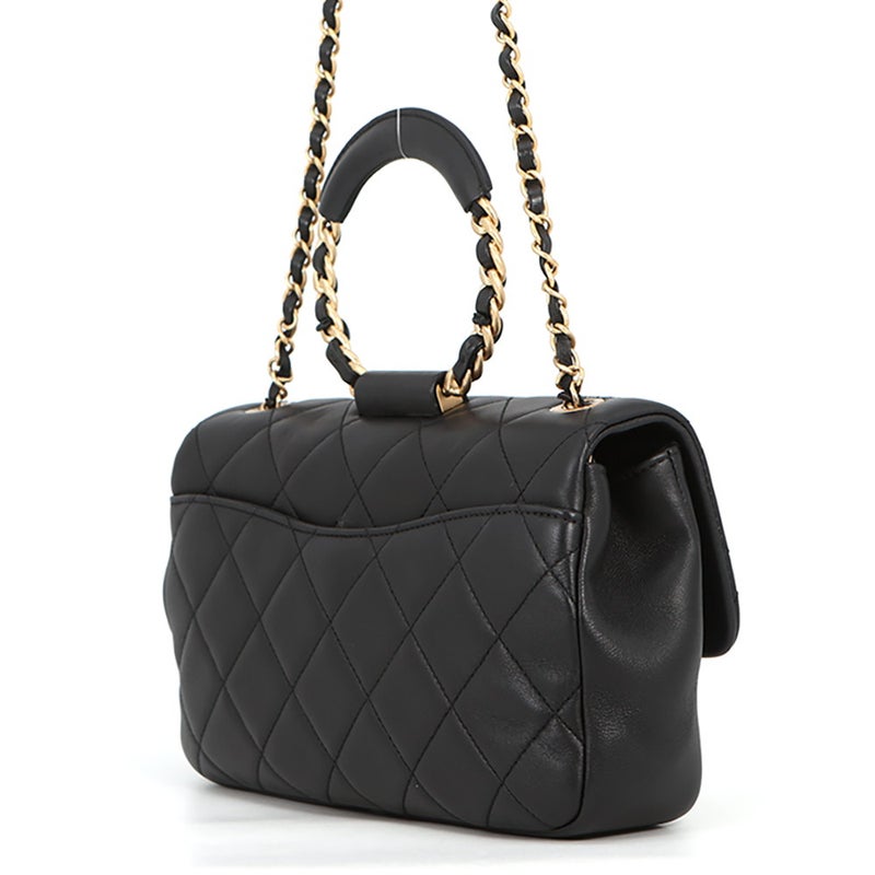 シャネル チェーンショルダーバッグ マトラッセ ココマーク トップハンドル ラムスキン AS1358 CHANEL 黒