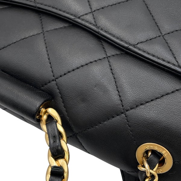 シャネル チェーンショルダーバッグ マトラッセ ココマーク トップハンドル ラムスキン AS1358 CHANEL 黒