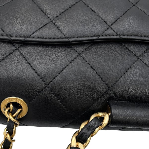 シャネル チェーンショルダーバッグ マトラッセ ココマーク トップハンドル ラムスキン AS1358 CHANEL 黒