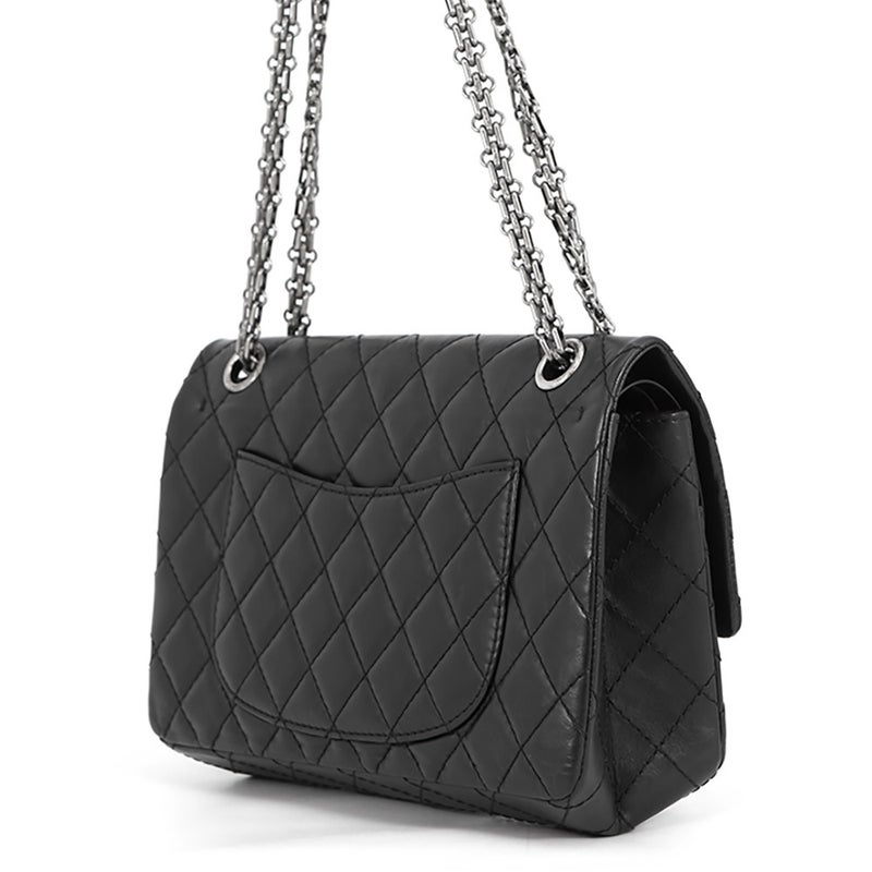 シャネル チェーンショルダーバッグ マトラッセ 2.55 エイジドカーフレザー A37586 CHANEL 黒