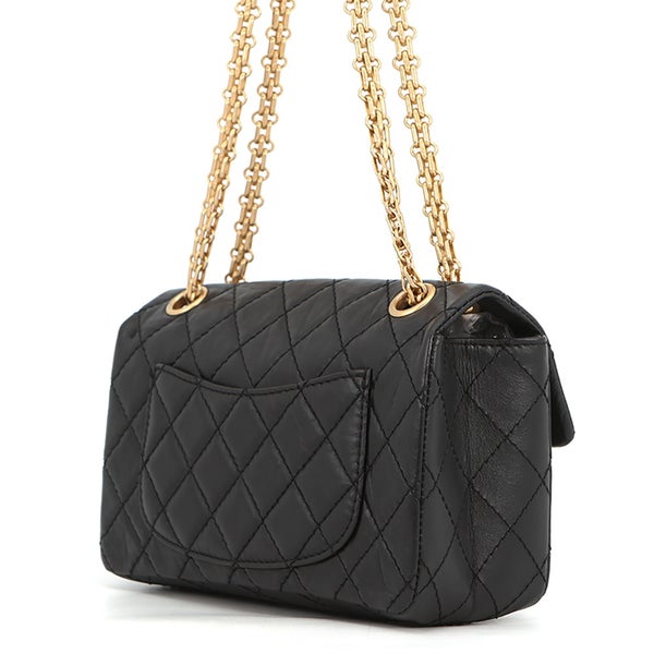 シャネル チェーンショルダーバッグ マトラッセ 2.55 ミニ エイジドカーフレザー AS0874 CHANEL 黒