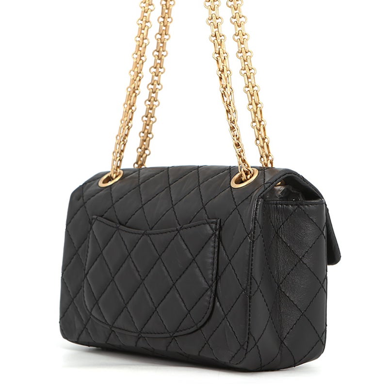 シャネル チェーンショルダーバッグ マトラッセ 2.55 ミニ エイジドカーフレザー AS0874 CHANEL 黒