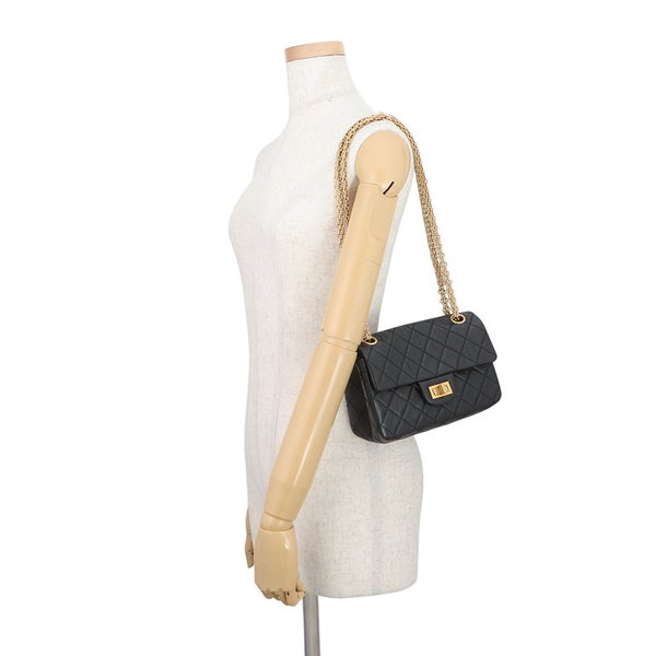 シャネル チェーンショルダーバッグ マトラッセ 2.55 ミニ エイジドカーフレザー AS0874 CHANEL 黒