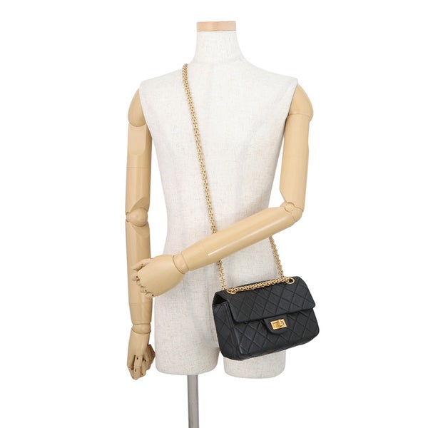 シャネル チェーンショルダーバッグ マトラッセ 2.55 ミニ エイジドカーフレザー AS0874 CHANEL 黒