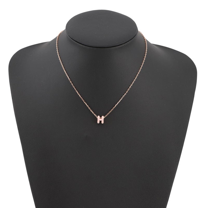 エルメス ネックレス ポップアッシュ ローズドラジェ/ピンクゴールド金具 HERMES アクセサリー