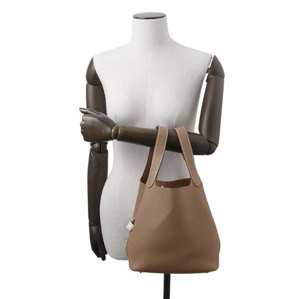 エルメス ハンドバッグ ピコタンロックMM エトゥープ/シルバー金具 トリヨンクレマンス W刻印