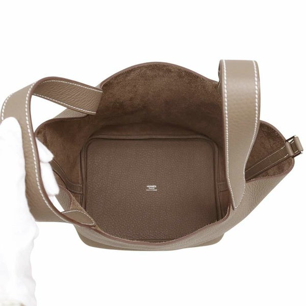 エルメス ハンドバッグ ピコタンロックMM エトゥープ/シルバー金具 トリヨンクレマンス W刻印