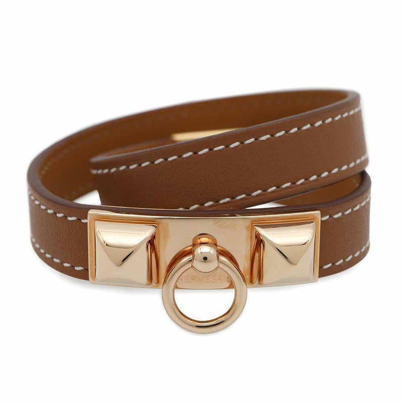 エルメス ブレスレット コリエドシアン リヴァル ドゥブルトゥール ゴールド/ピンクゴールド金具 スイフト サイズT1 U刻印