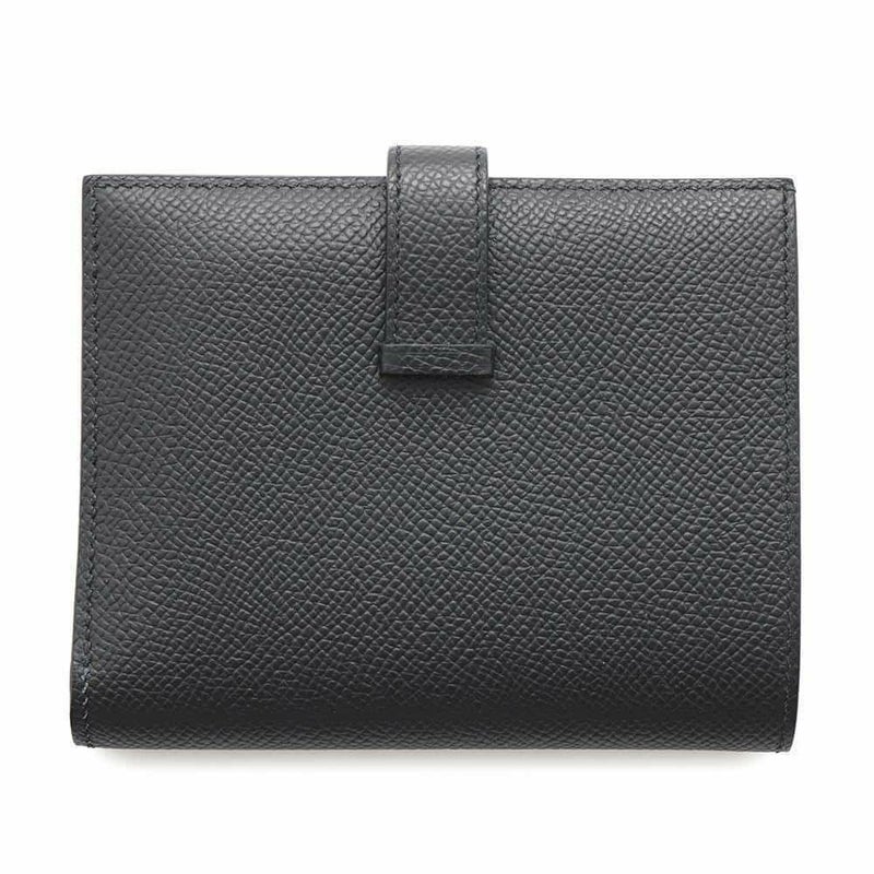 エルメス 二つ折り財布 ベアンコンパクト モノクローム ブラック/ブラック金具 エプソン B刻印 黒 ソーブラック