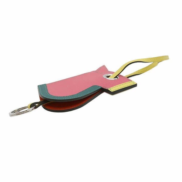 エルメス バッグチャーム カマイユ Camail ローズアザレ/マラカイト/ライム/シルバー金具 エプソン A刻印 馬蹄 キーホルダー キーリング