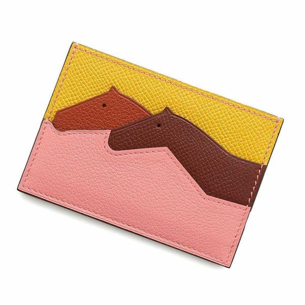 エルメス カードケース プティ・シュヴォー オリゾンタル ローズエテ/ルージュアッシュ/ブリック/ジョーヌアンブル C刻印